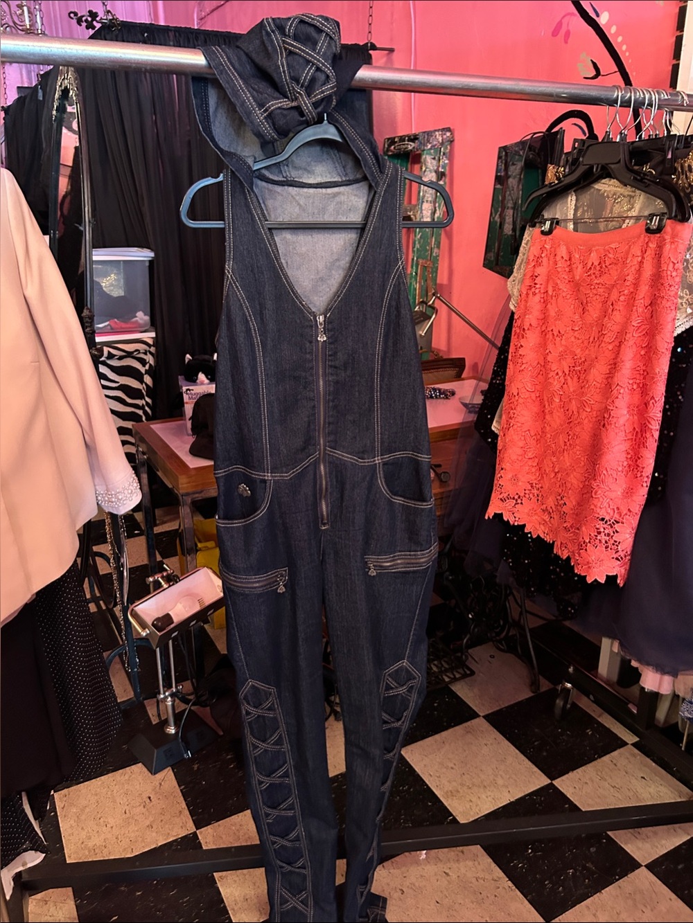 Buckle Dark Blue Denim Zip-Front Women’s Overalls